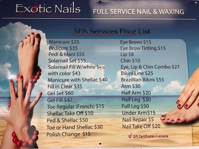 Exotic Nails & Spa | Kelowna | British Columbia | Price list
